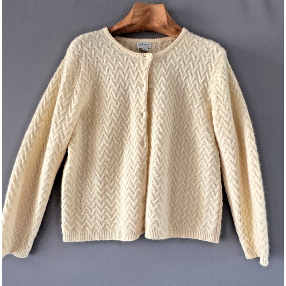 VTG Willi Smith Collection Lambswool Angora Cardigan Sweater Women's L Hong Kong